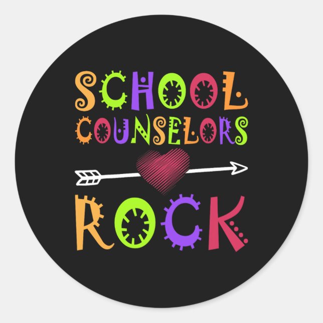 School Counselor Rock Heart Book School Counseling Classic Round Sticker (Front)