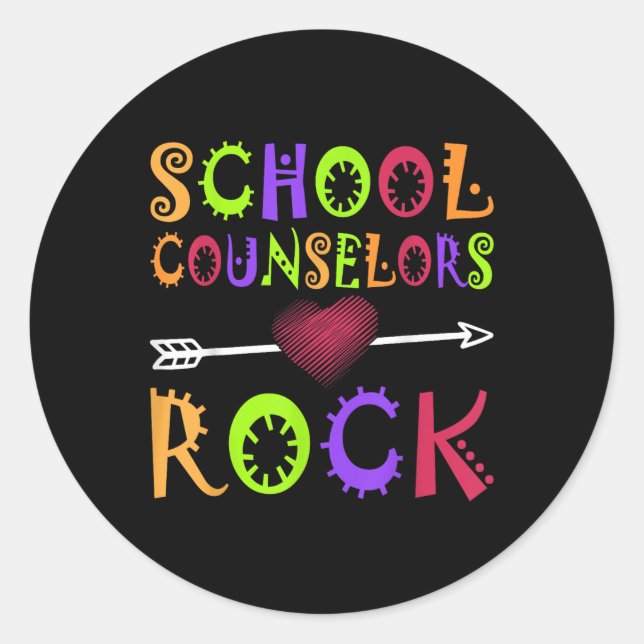 School Counselor Rock Heart Book School Counseling Classic Round Sticker (Front)