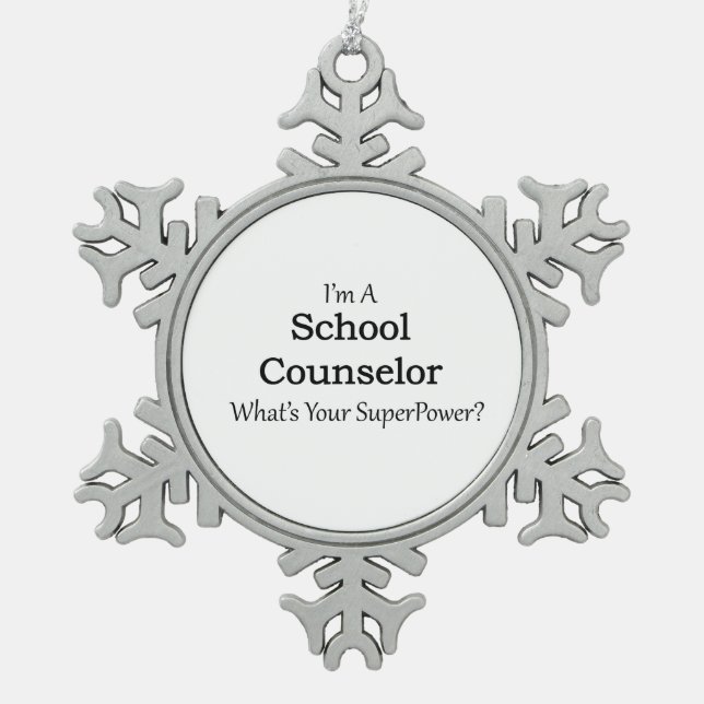 School Counselor Snowflake Pewter Christmas Ornament (Front)
