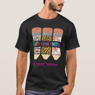 School Counselor Tie Dye Teach Love Inspire Pencil T-Shirt