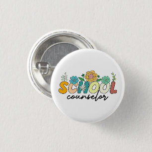 School Counselor Wildflower Teacher Cute Mom Funny Button