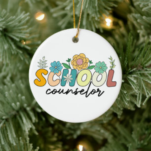 School Counselor Wildflower Teacher Cute Mom Funny Ceramic Ornament