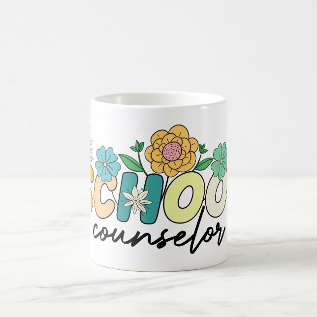 School Counselor Wildflower Teacher Cute Mom Funny Coffee Mug (Center)
