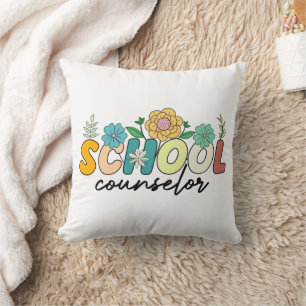 School Counselor Wildflower Teacher Cute Mom Funny Throw Pillow