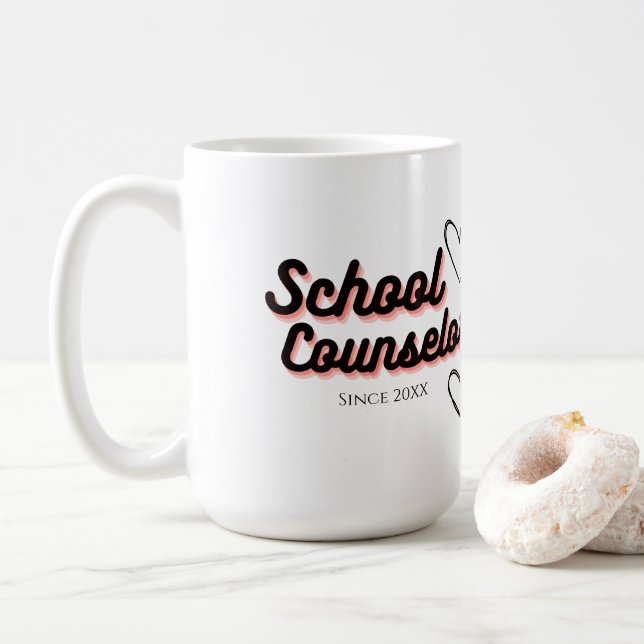 School Counselor with Hearts Coffee Mug (With Donut)