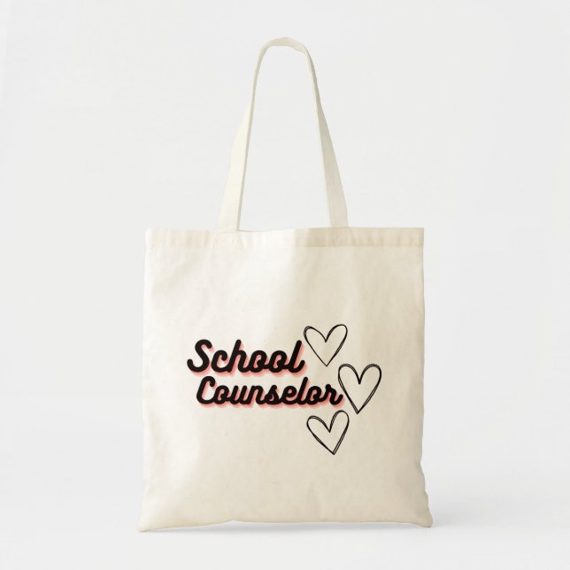 School Counselor With Hearts Tote Bag (Front)