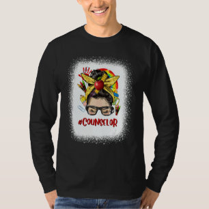 School Counselor Womens Messy Bun Hair Back To Sc T-Shirt