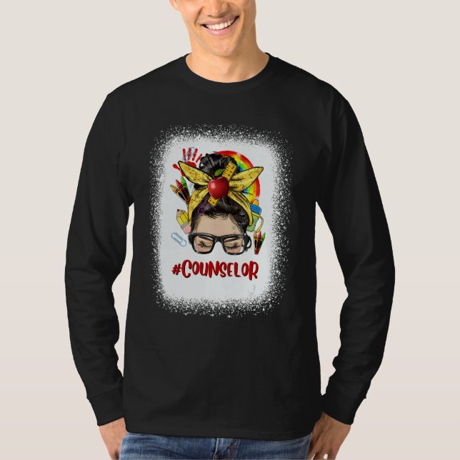 School Counselor Womens Messy Bun Hair  Back To Sc T-Shirt (Front)