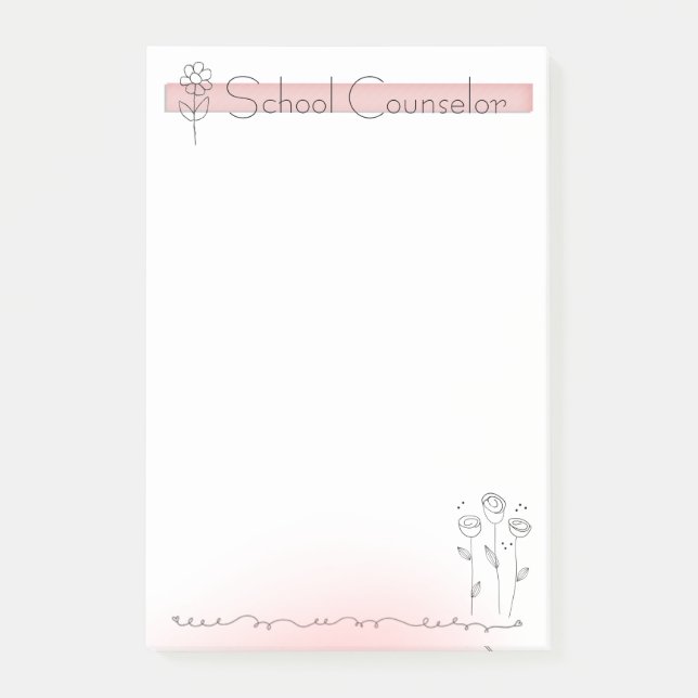 School Counselor's Simple Floral Big Post-it Notes (Front)