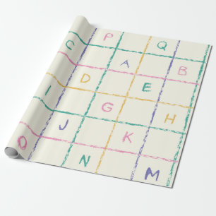 School Crayon checkered square gird with Alphabet Wrapping Paper
