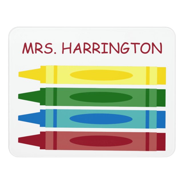 School Crayons Personalized Door Sign (Contemporary Front)