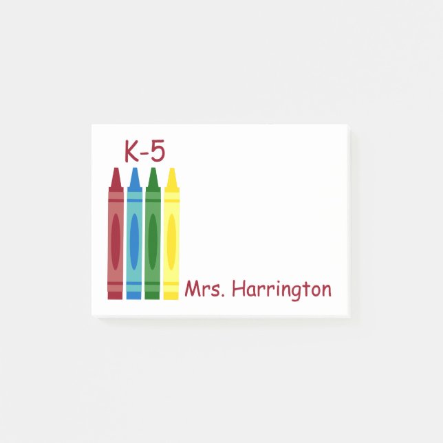 School Crayons Personalized Post-it Notes (Front)