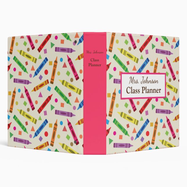 School Crayons with Shapes Teacher Class Planner  3 Ring Binder (Background)