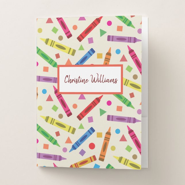 School Crayons  with triangles and circles custom  Pocket Folder (Front)