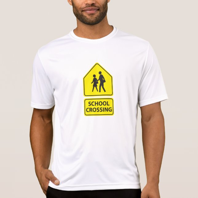 School Crossing Sign Mens Active Tee (Front)