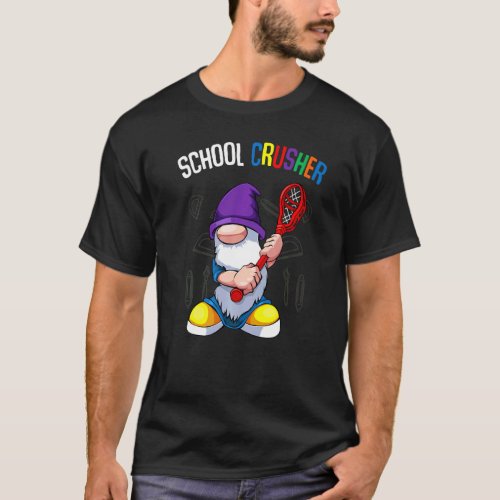 School Crusher Back To School Cute Gnome Lacrosse  T_Shirt