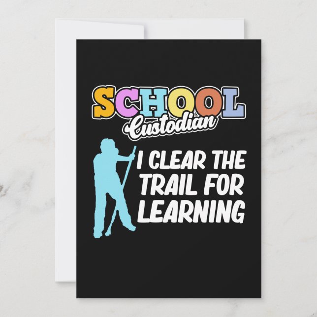 School Custodian Clear Trail Caretaker Janitor Gra Thank You Card (Front)