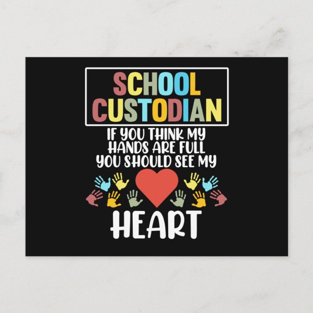 School Custodian Heart Caretaker Janitor Appreciat Invitation Postcard (Front)