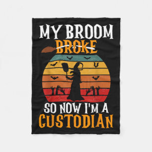 School Custodian Janitor Retro Vintage Sunset Hall Fleece Blanket