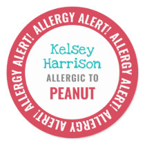 School Daycare Allergy Alert Personalized Kids Classic Round Sticker