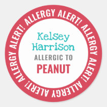 School Daycare Allergy Alert Personalized Kids Classic Round Sticker