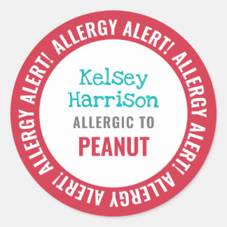 School Daycare Allergy Alert Personalized Kids Classic Round Sticker