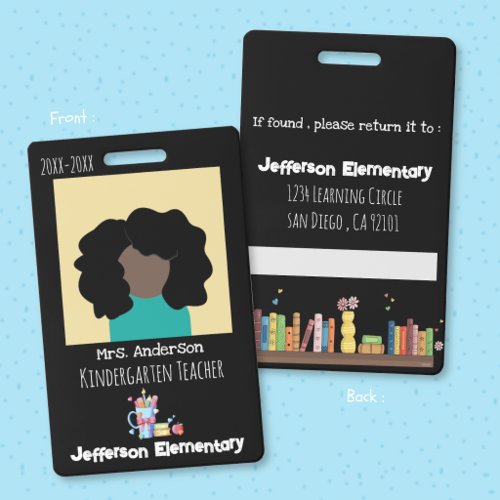 School-Daycare Black Vertical Photo ID Badge