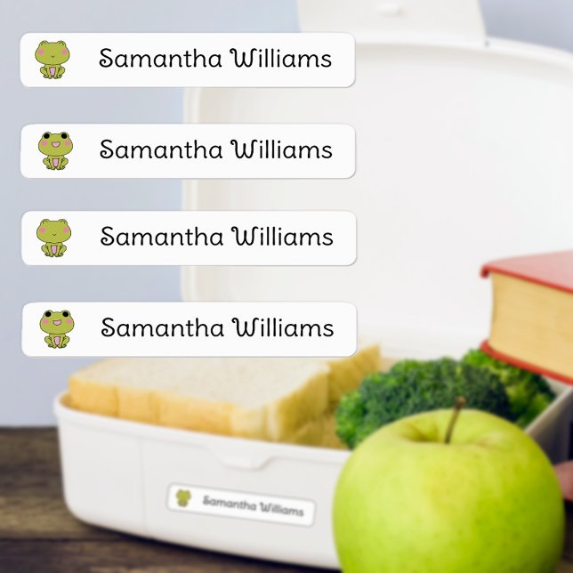 School Daycare Name Frog Kids' Labels (Cute frog name labels for lunchboxes, baby bottles, school supplies, and more!)