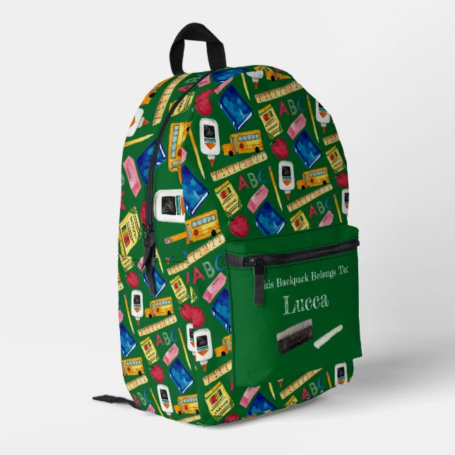 School Days Pattern Printed Backpack (Back Corner Left)
