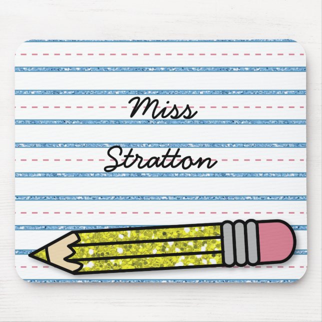 School Days Pencil & Paper Personalized Mousepad (Front)