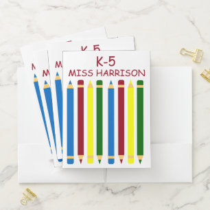 School Days Pencils Personalized Pocket Folder
