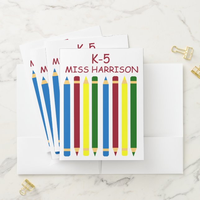 School Days Pencils Personalized Pocket Folder (In Situ)