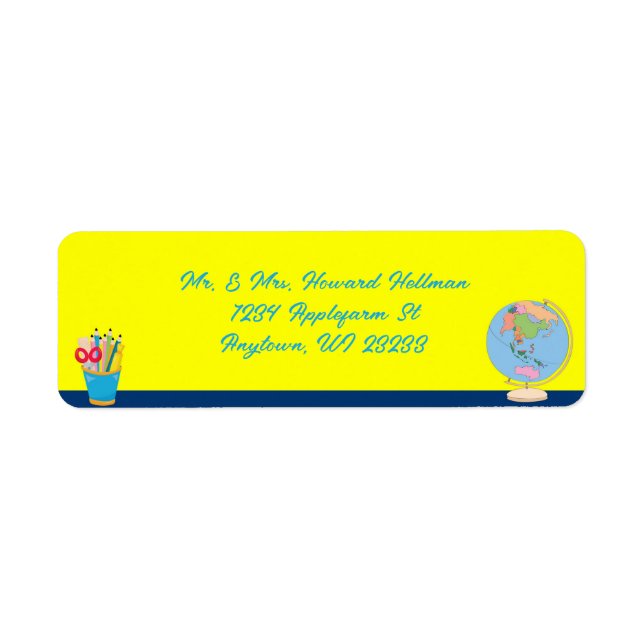 School Days Personalized Name Street City Address Label (Front)