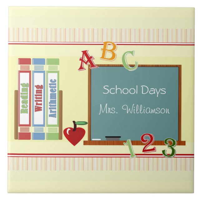 School Days Personalized Teacher Art Tile (Front)