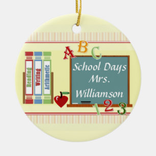 School Days Personalized Teacher Round Ornament