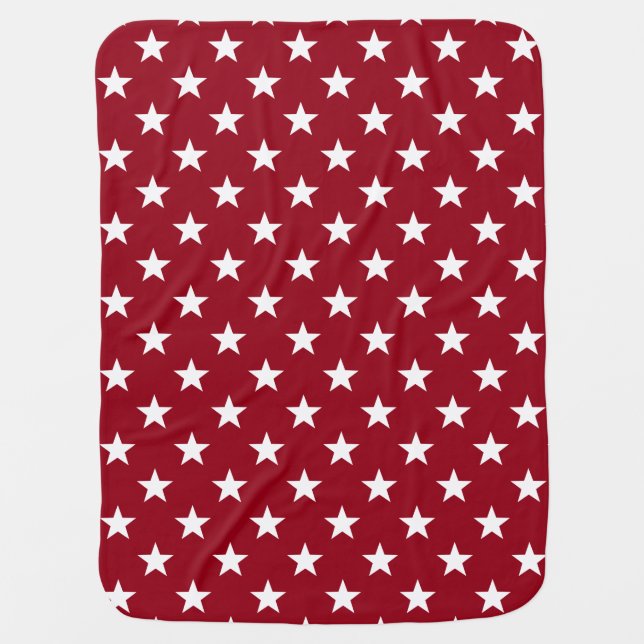 School Days Red White Blue Stars Personalized Receiving Blanket (Front)