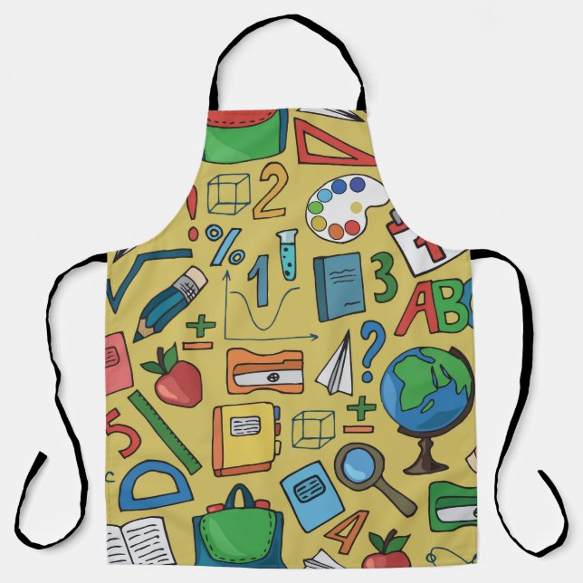 School Days: Vintage Supplies Pattern Apron (Front)