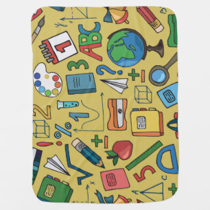 School Days: Vintage Supplies Pattern Baby Blanket