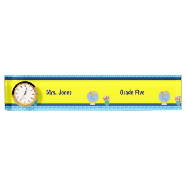School Days with Teacher Name and Grade Desk Name Plate (Front)