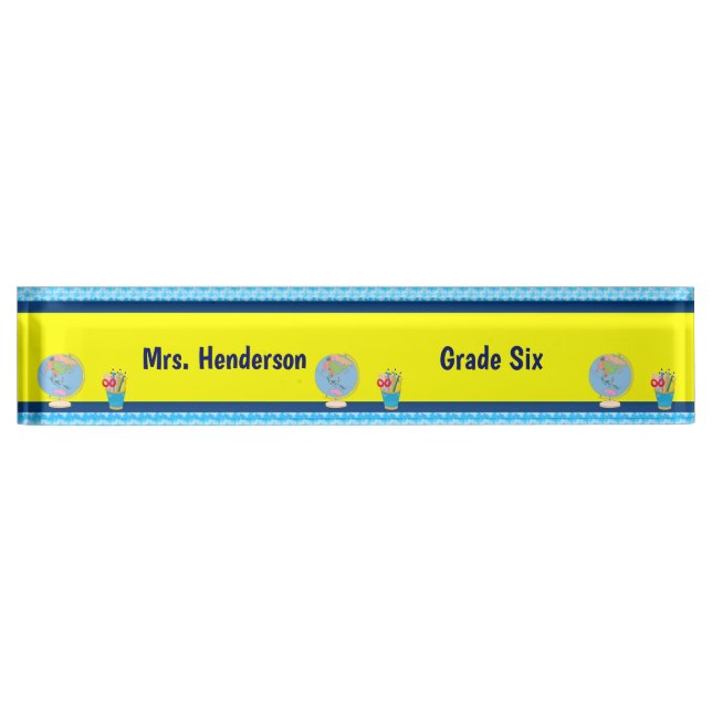 School Days with Teacher Name and Grade Desk Name Plate (Front)