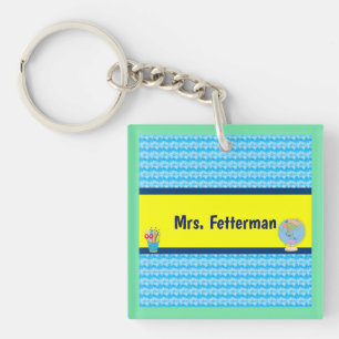 School Days with Teacher Name Keychain