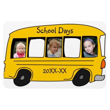 School Days Yellow School Bus Photo Magnet