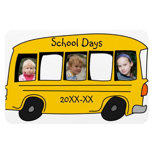 School Days Yellow School Bus Photo Magnet (Horizontal)