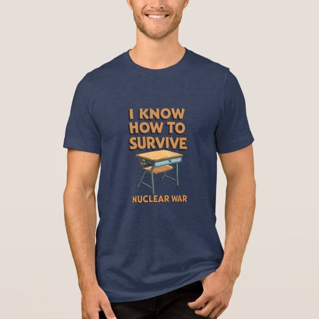 School Desk Fallout Shelter Tri-Blend Shirt (Front)