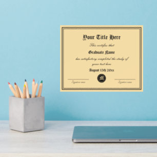 School diploma certificate template wall decal