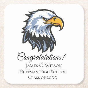 School Eagle Logo Graduation Paper Coasters
