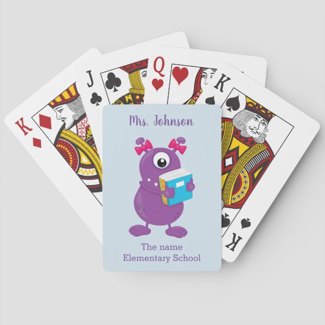 School Education Purple Monster Poker Cards (Back)