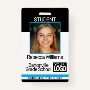 School / Employee Photo Badge - Black And Blue