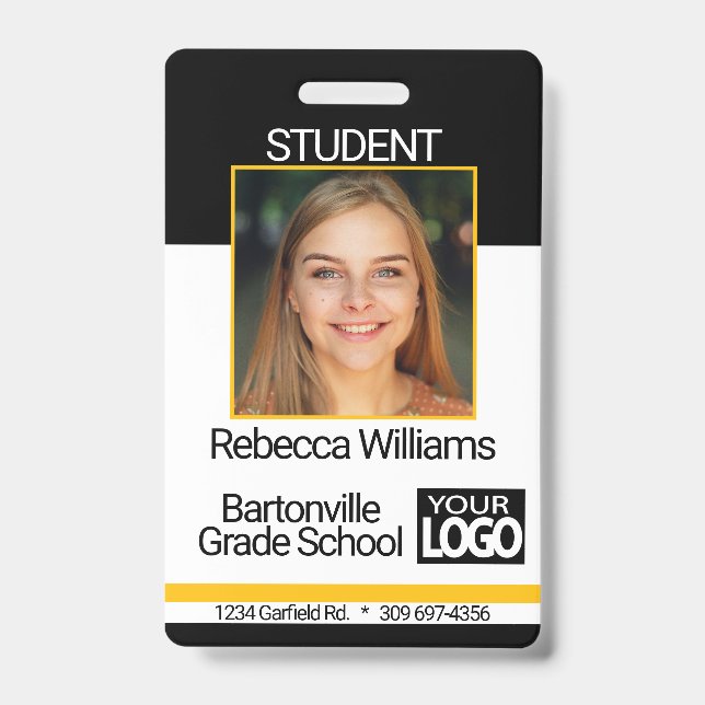 School / Employee Photo Badge - Black And Gold (Front)