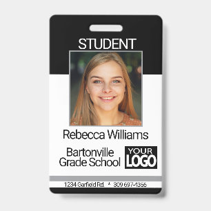 School / Employee Photo Badge - Black And Gray